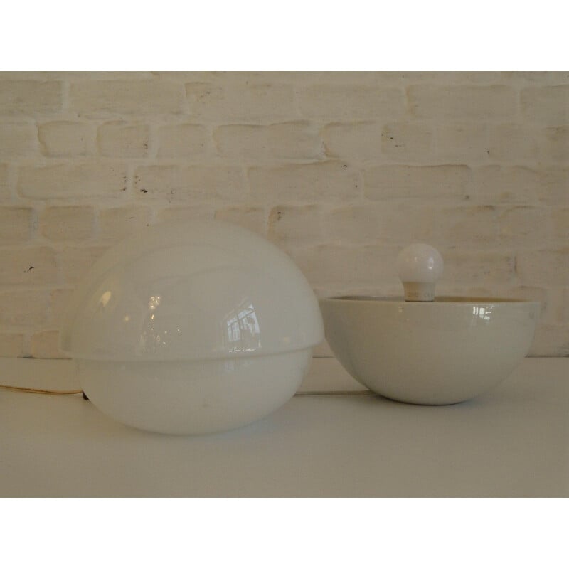 Vintage ceramic and opaline globe lamp 1970s 