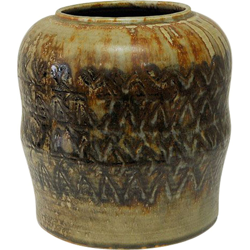 Rustic ceramic vase by Carl Harry Stålhane, Sweden 1958