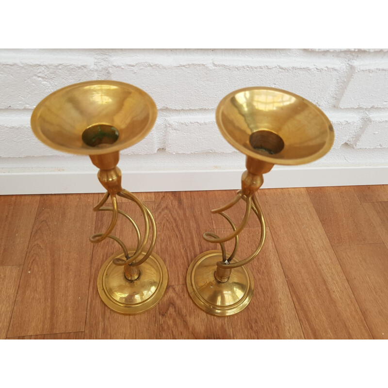 Set of vintage brass lamps and candlesticks, 1960