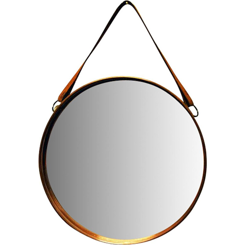 Round vintage Scandinavian mirror,1960