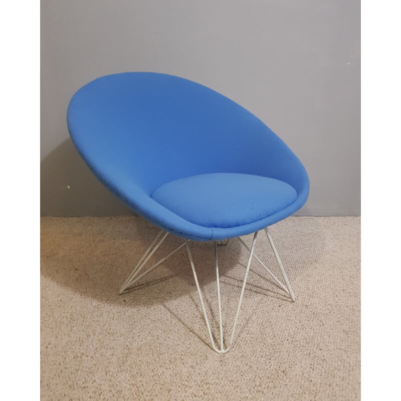 Paar niedrige Sessel Vintage blau 1950