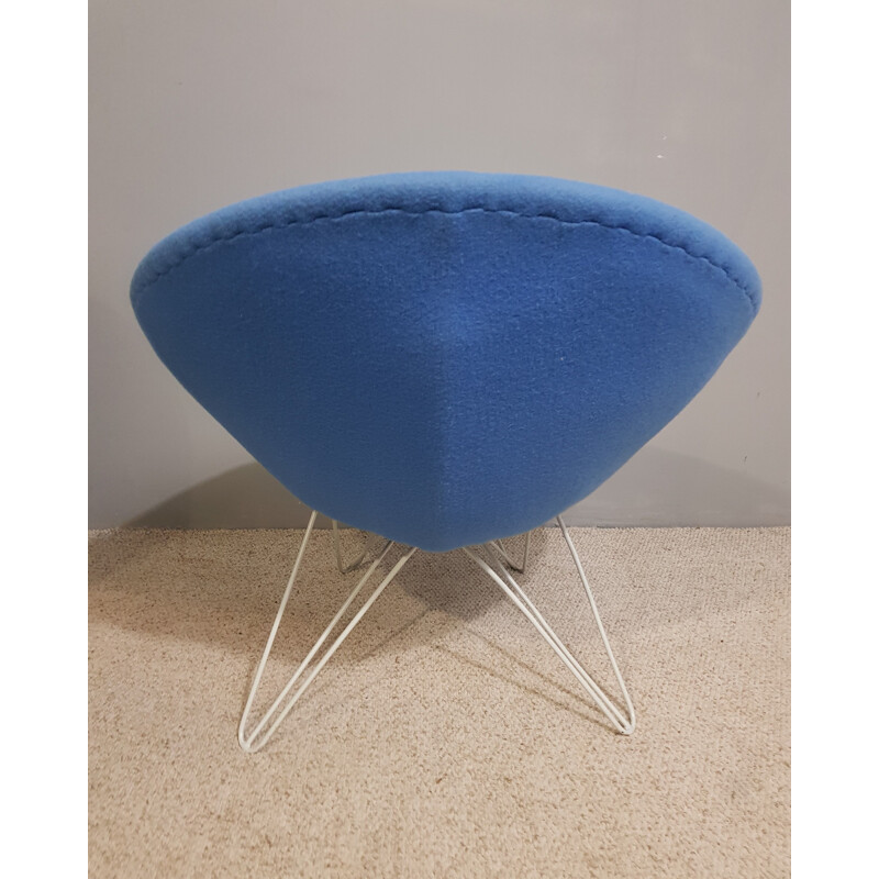 Pair of vintage blue low armchair 1950