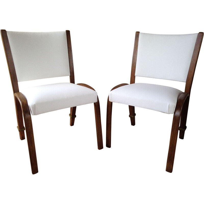 Pair of vintage Bow-Wood chairs by Wilhelm Von Bode for Steiner 50s