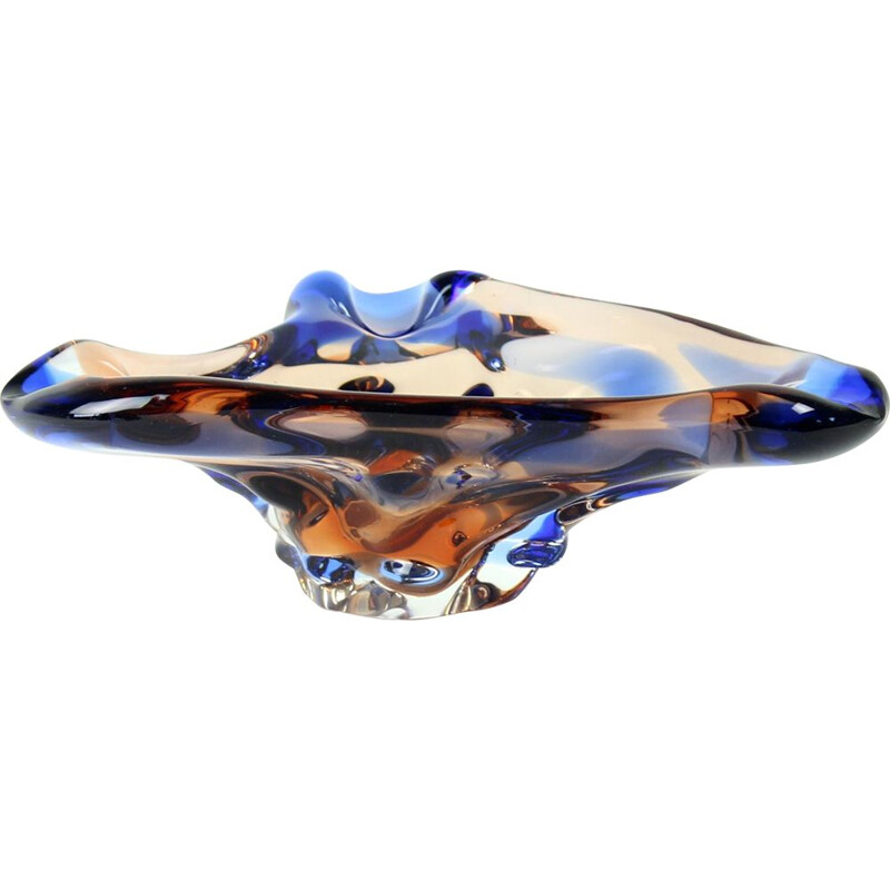 Vintage glass bowl by Frantisek Zemek for Mstisov, 1960