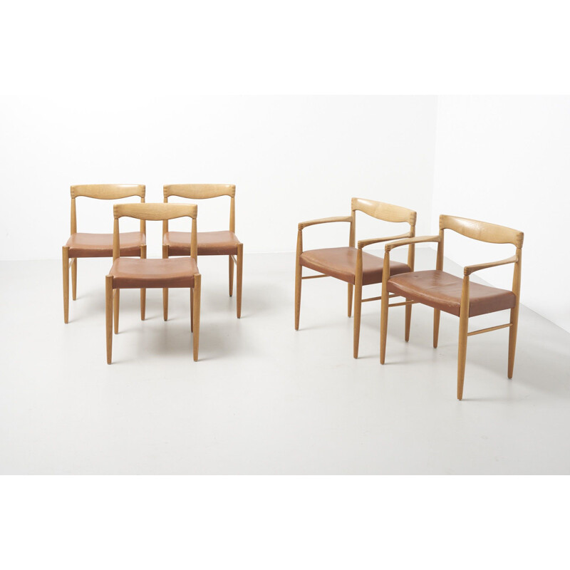 Set of 5 vintage dining chairs in oak by H.W. Klein for Bramin Denmark 1960s