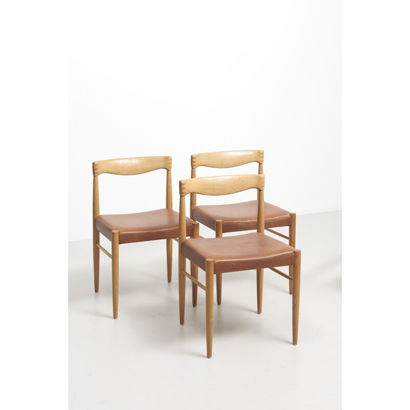 Ensemble de 5 chaises vintage en chêne par H.W. Klein pour Bramin Danemark années 1960