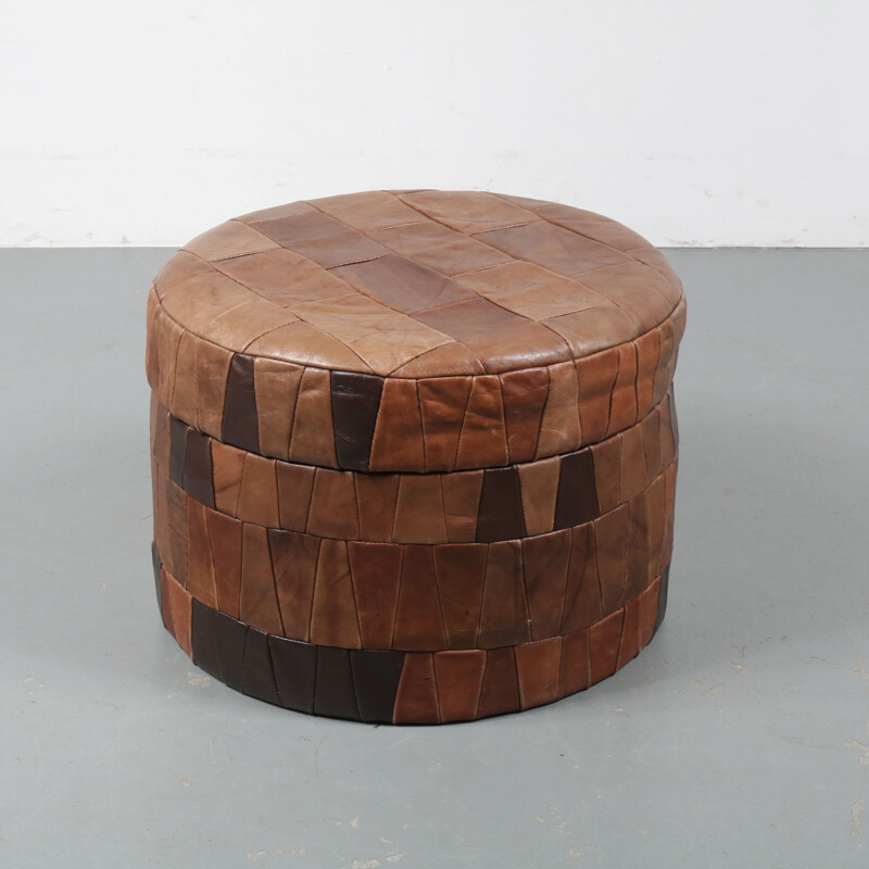 Vintage pouf in Patchwork leather by De Sede in Switzerland 1970s 