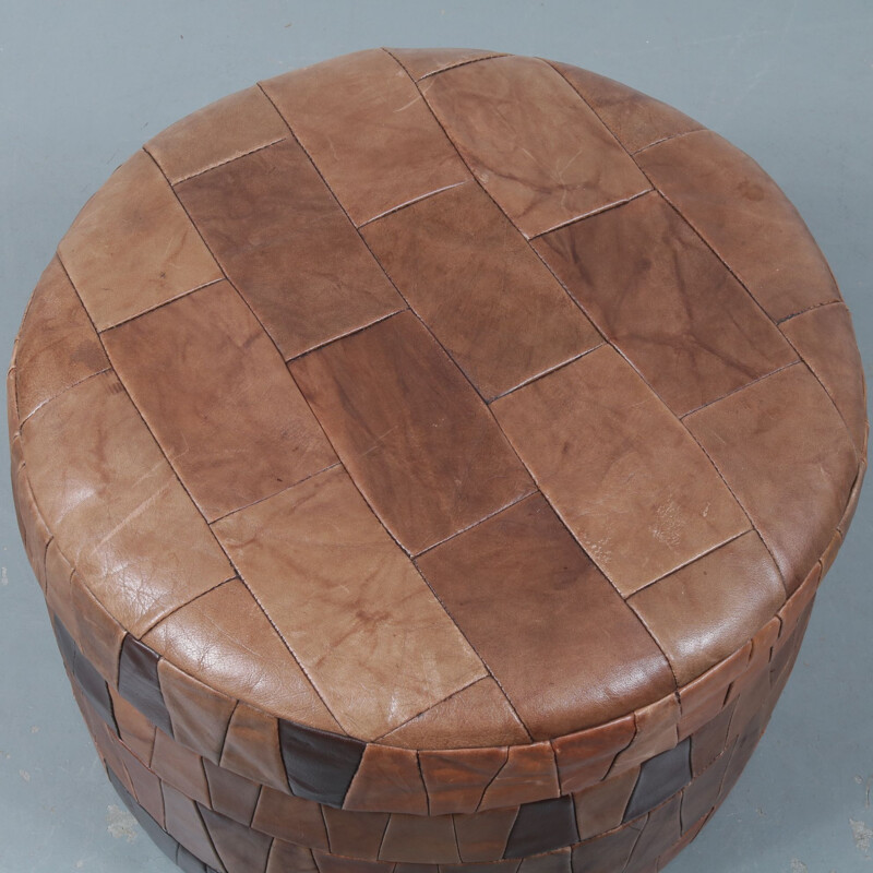 Vintage pouf in Patchwork leather by De Sede in Switzerland 1970s 