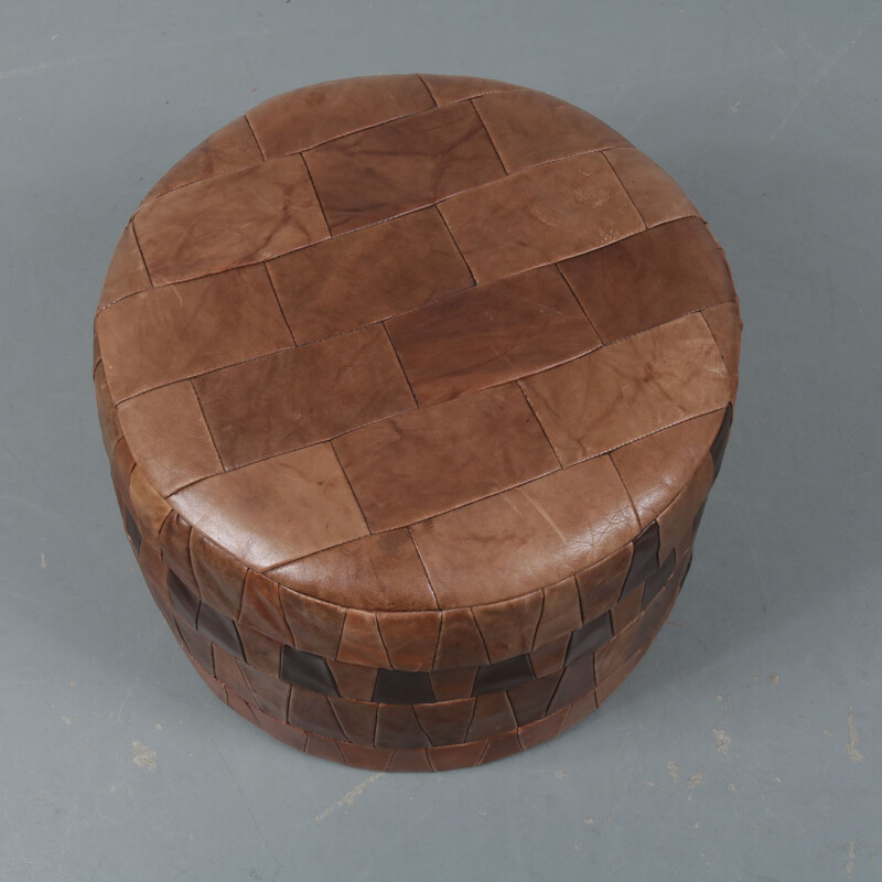 Vintage pouf in Patchwork leather by De Sede in Switzerland 1970s 