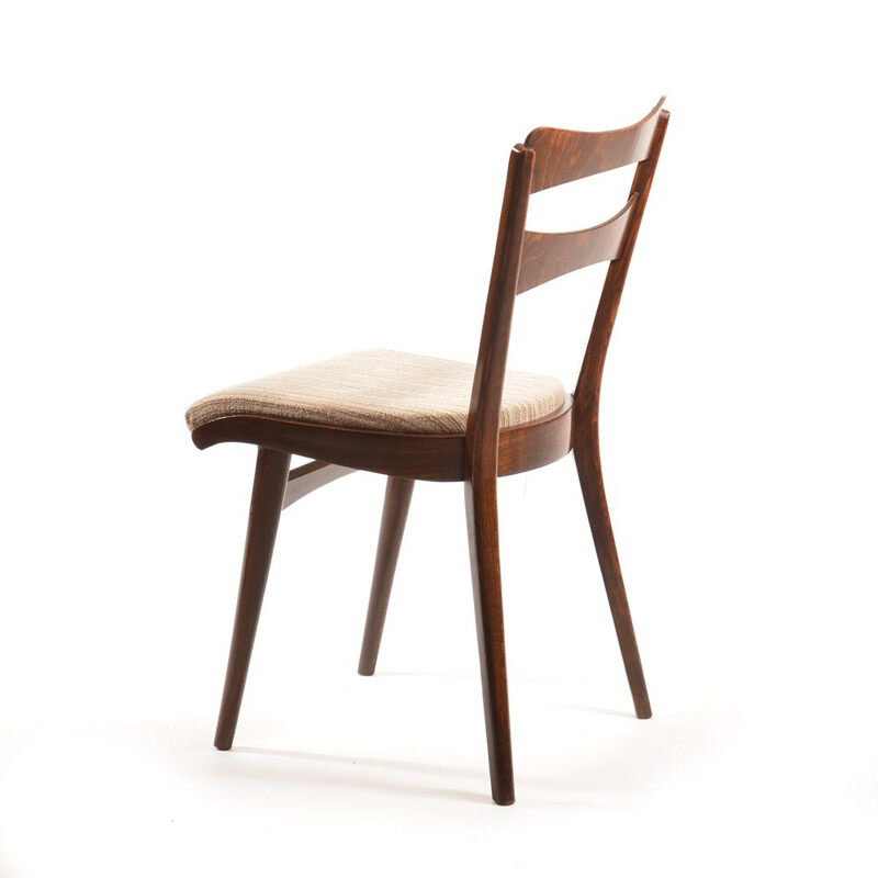 Set of 4 vintage dining chair in walnut by Ton, Czechoslovakia 1960s