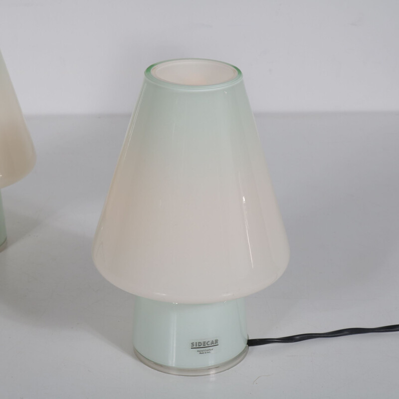 Pair of vintage bed lamps in glass by Allesandro Mendini for Sidecar, Italy 1990s 