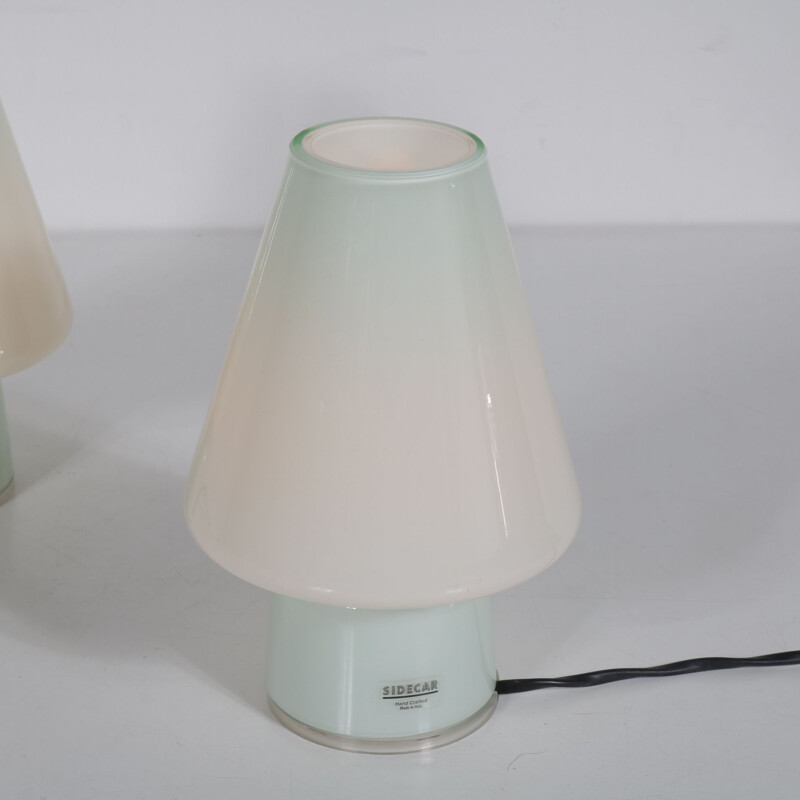 Paire de lampes de table vintage en verre par Allesandro Mendini pour Sidecar, Italie 1990s 