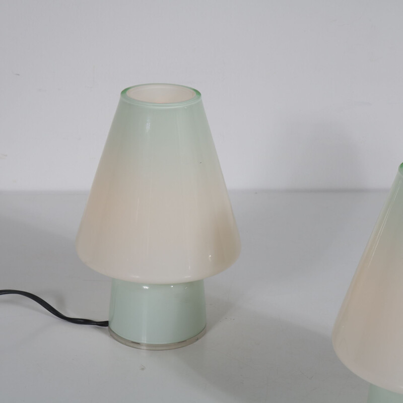 Pair of vintage bed lamps in glass by Allesandro Mendini for Sidecar, Italy 1990s 