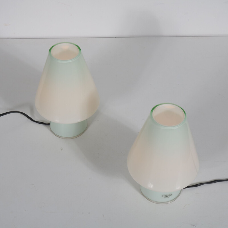 Pair of vintage bed lamps in glass by Allesandro Mendini for Sidecar, Italy 1990s 