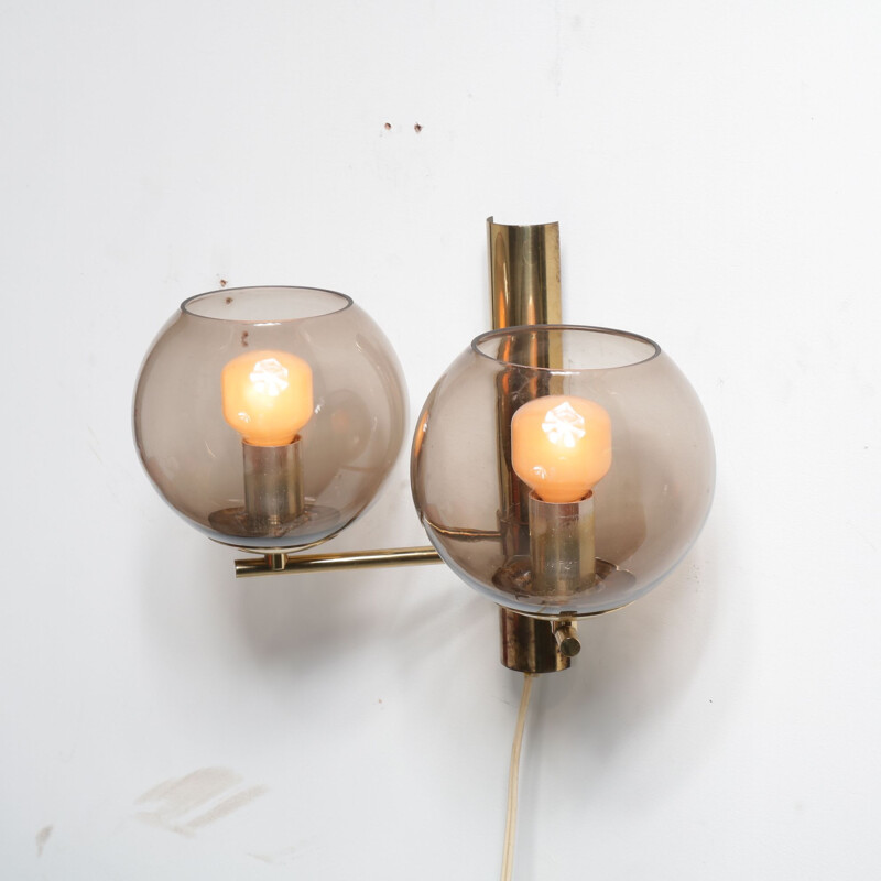 Vintage wall lamp in brass by Hans Agne Jakobsson for Markaryd in Sweden 1960s 