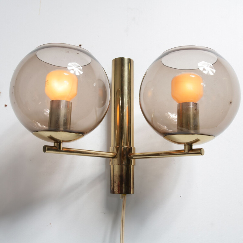 Vintage wall lamp in brass by Hans Agne Jakobsson for Markaryd in Sweden 1960s 