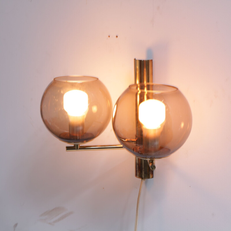 Vintage wall lamp in brass by Hans Agne Jakobsson for Markaryd in Sweden 1960s 