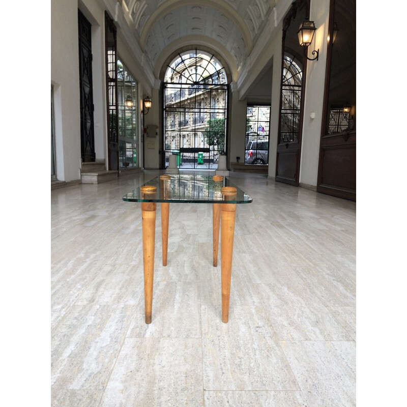 Wooden and glass side table, Simon KRIEKS - 1950s