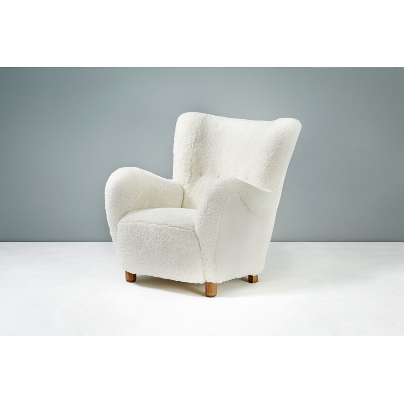 Vintage armchair in sheepskin,1940 