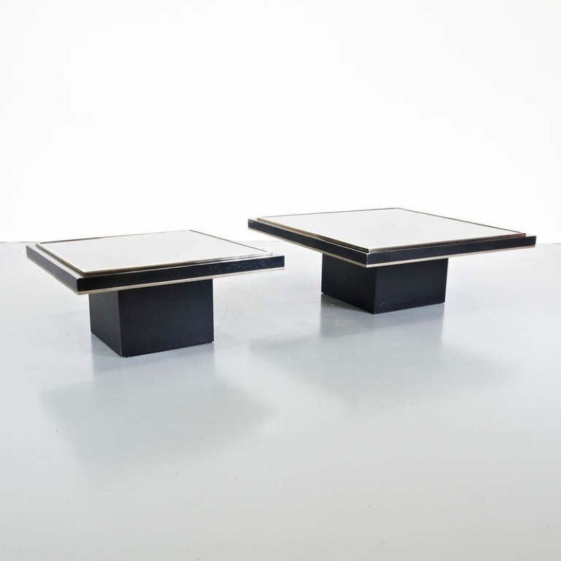 Pair of vintage gold coffee tables by Roger Vanhevel,Belgium,1970
