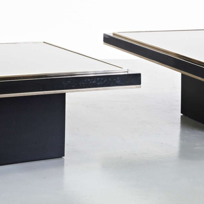 Pair of vintage gold coffee tables by Roger Vanhevel,Belgium,1970