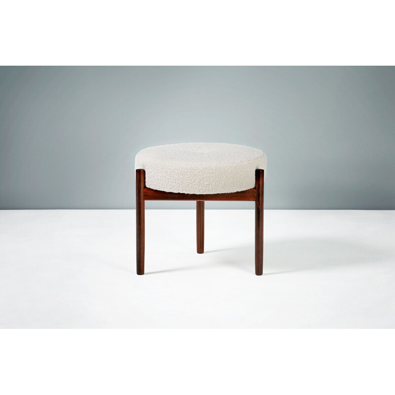 Vintage rosewood ottoman with wool loop, 1950