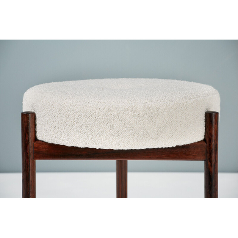 Vintage rosewood ottoman with wool loop, 1950