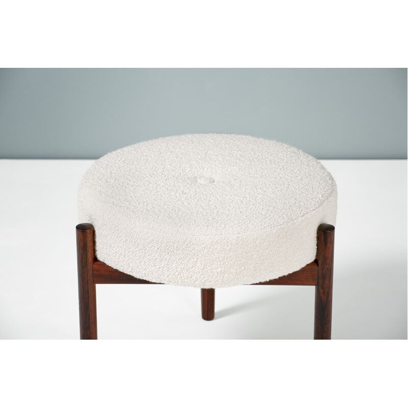 Vintage rosewood ottoman with wool loop, 1950