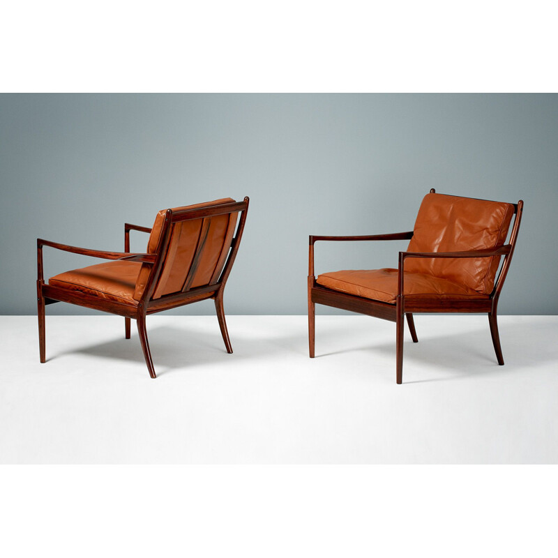 Pair of vintage Ib Kofod-Larsen rosewood Samso chairs, 1958