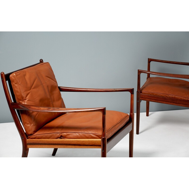 Pair of vintage Ib Kofod-Larsen rosewood Samso chairs, 1958