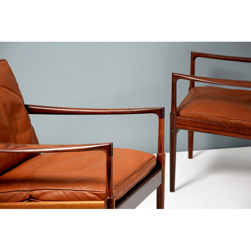 Pair of vintage Ib Kofod-Larsen rosewood Samso chairs, 1958
