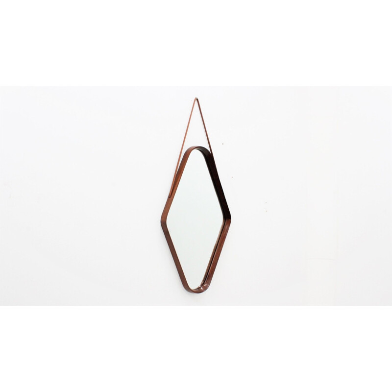 Vintage mirror geometric in teak Italy 1950s