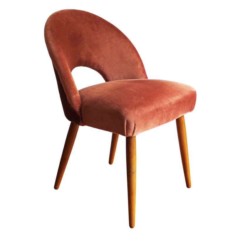 Vintage Salmon Pink velvet chair