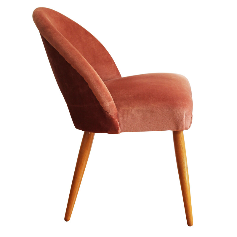 Vintage Salmon Pink velvet chair