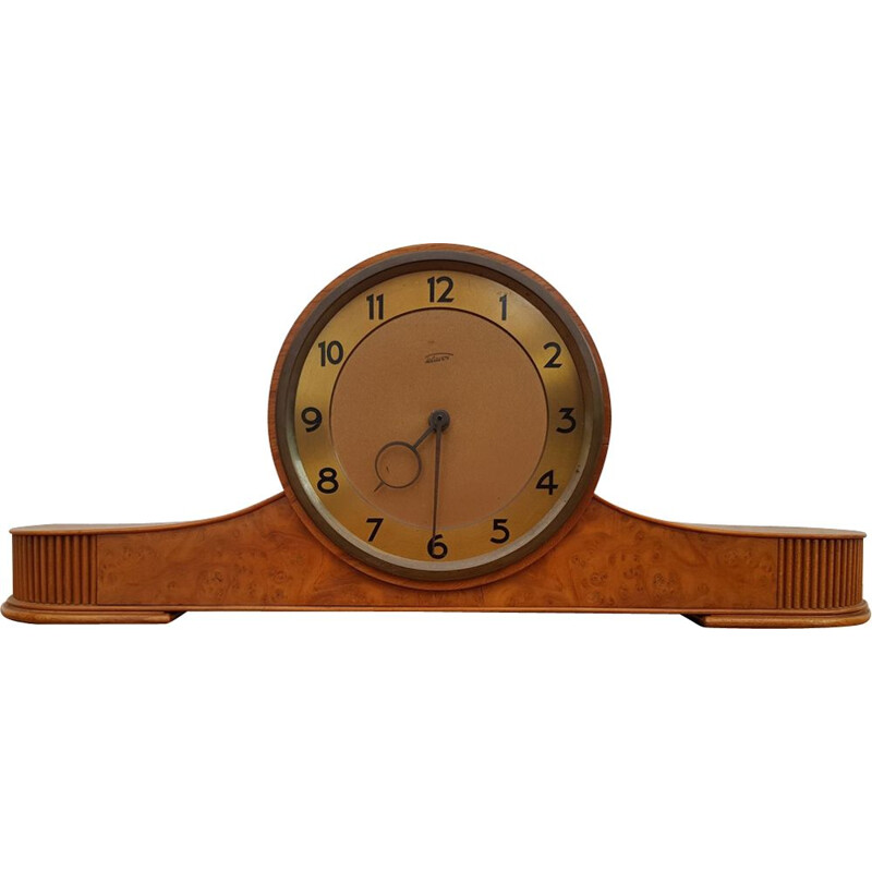 Vintage teak and brass clock 1960s