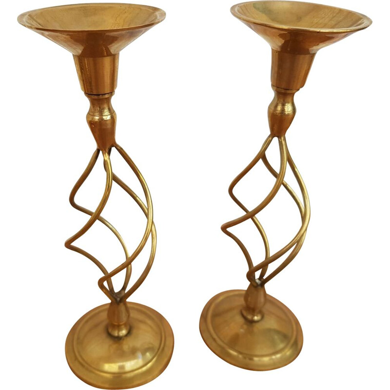 Set of vintage brass lamps and candlesticks, 1960