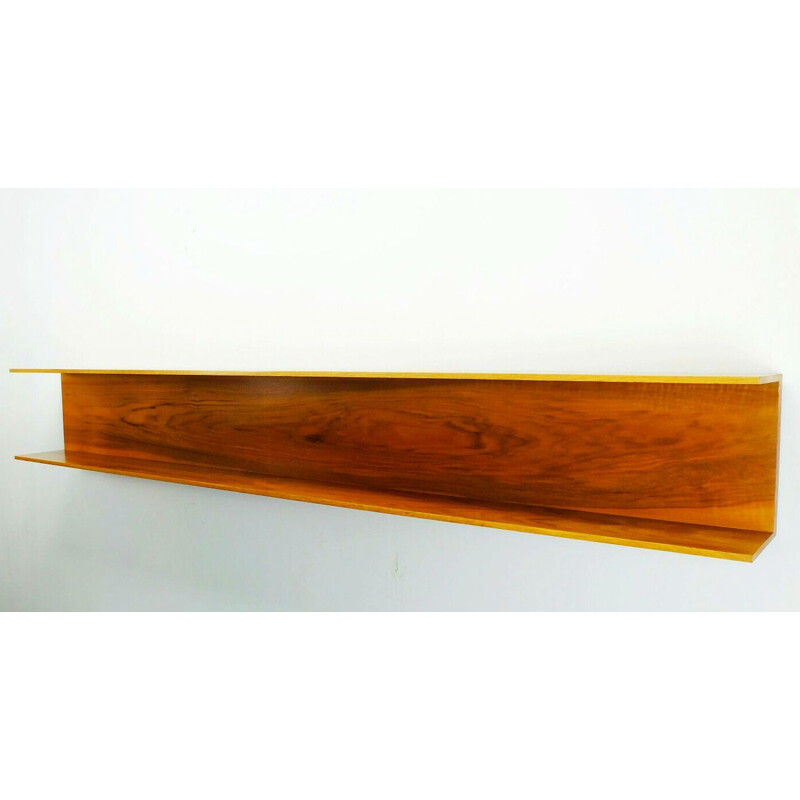 Vintage Wilhelm Renz Walter Wirz walnut hanging shelf 