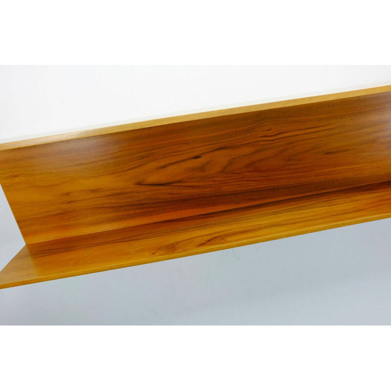 Vintage Wilhelm Renz Walter Wirz walnut hanging shelf 