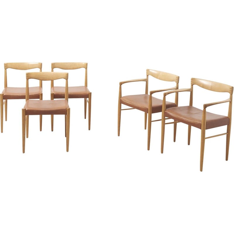 Set of 5 vintage dining chairs in oak by H.W. Klein for Bramin Denmark 1960s