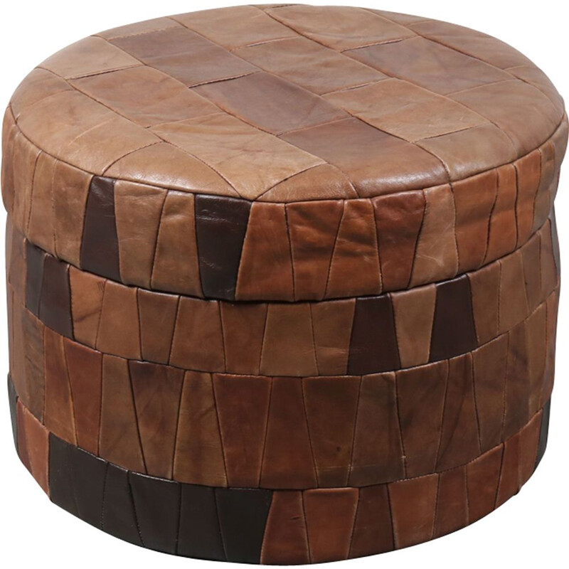 Vintage pouf in Patchwork leather by De Sede in Switzerland 1970s 