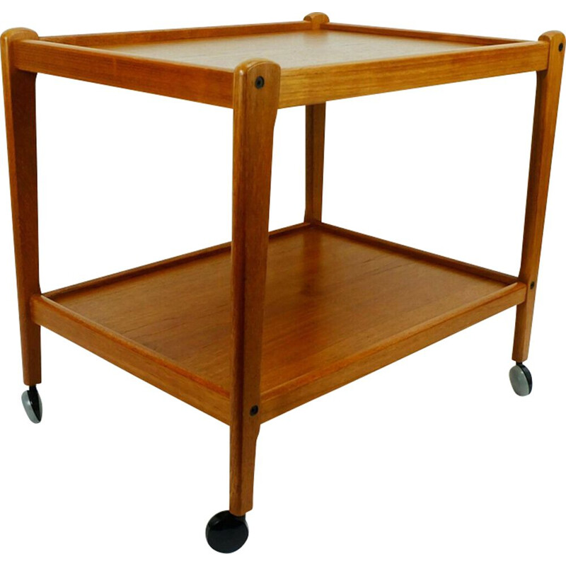 Vintage trolley serving cart in teak Denmark 1960s