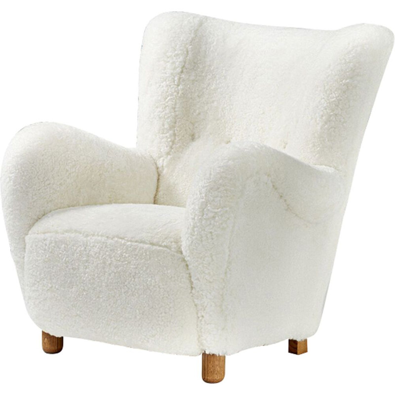 Vintage armchair in sheepskin,1940 