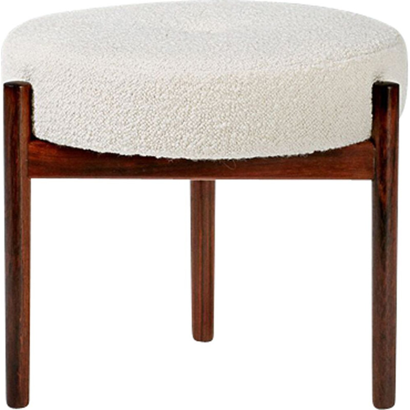 Vintage rosewood ottoman with wool loop, 1950