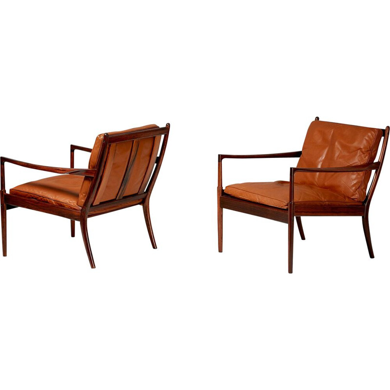 Pair of vintage Ib Kofod-Larsen rosewood Samso chairs, 1958