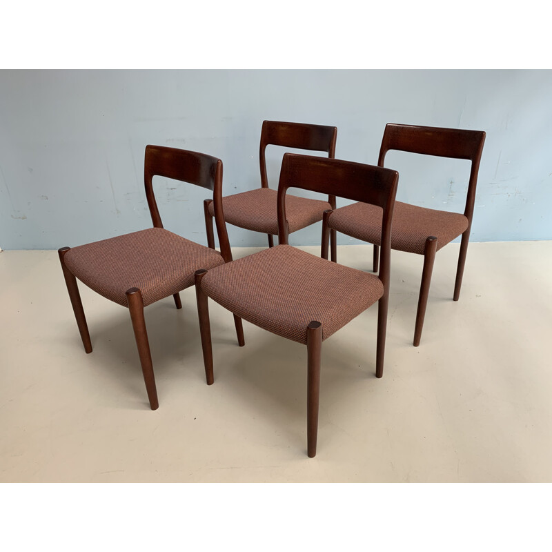 Set of 4 vintage rosewood chairs by N.O.Moller 1960