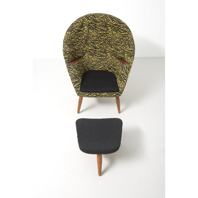 Fauteuil vintage Oda avec repose-pied par Nanna Ditzel