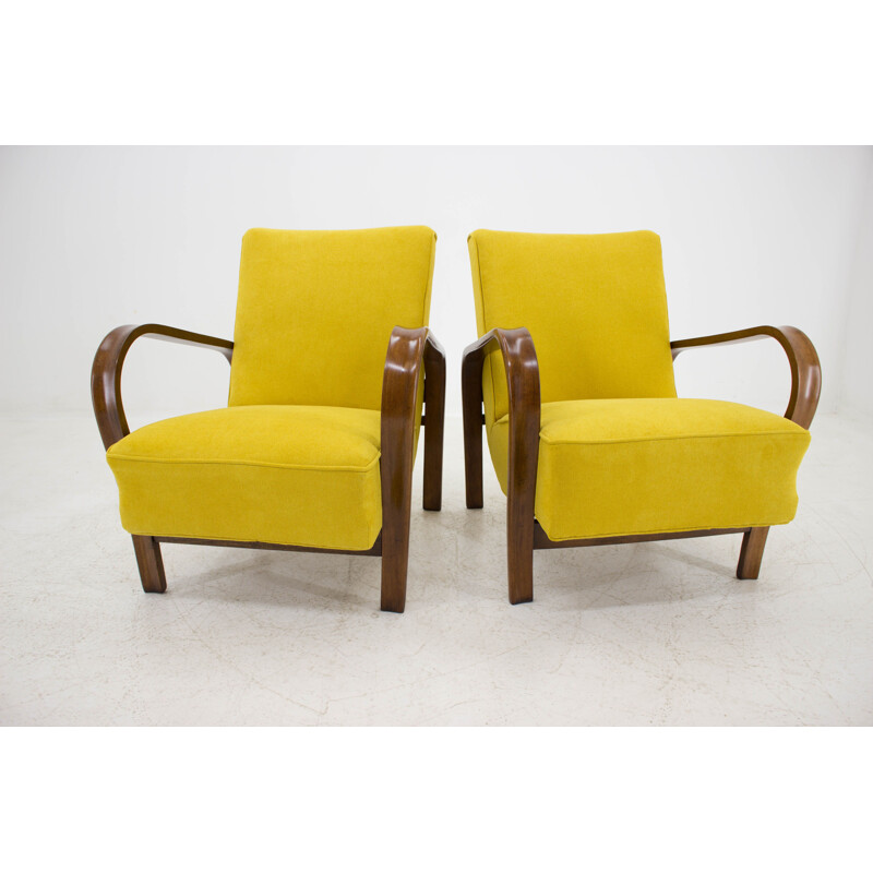 Pair of yellow armchairs by Karel Kozelka and Antonin Kropacek