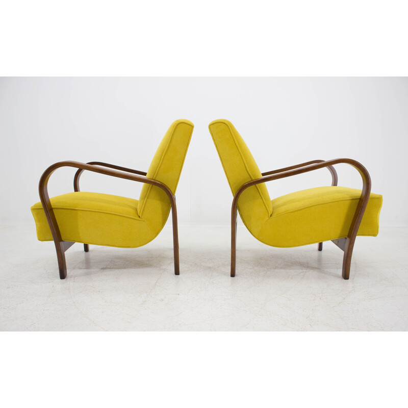 Pair of yellow armchairs by Karel Kozelka and Antonin Kropacek