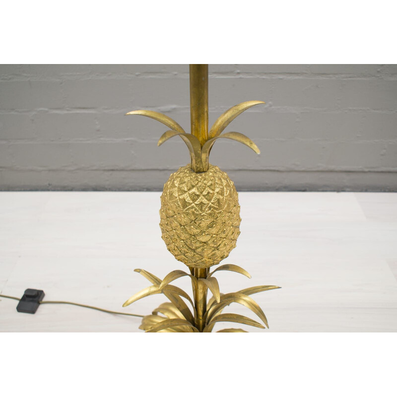 Lampada da terra vintage ad ananas in metallo placcato oro