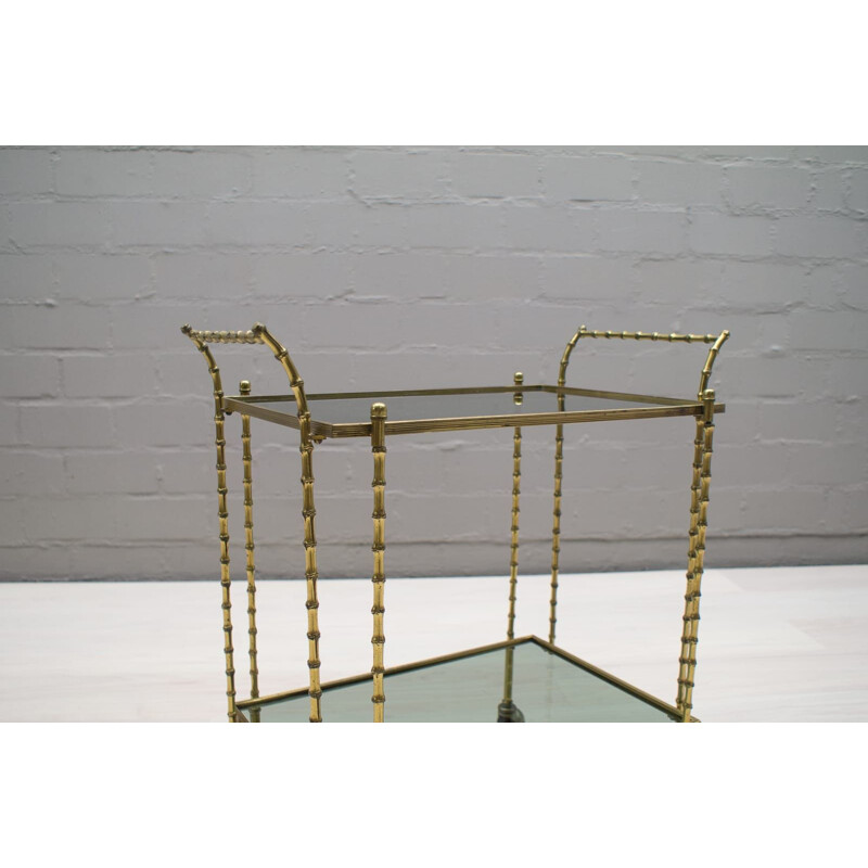 Vintage bar cart in brass and glass from Maison Baguès